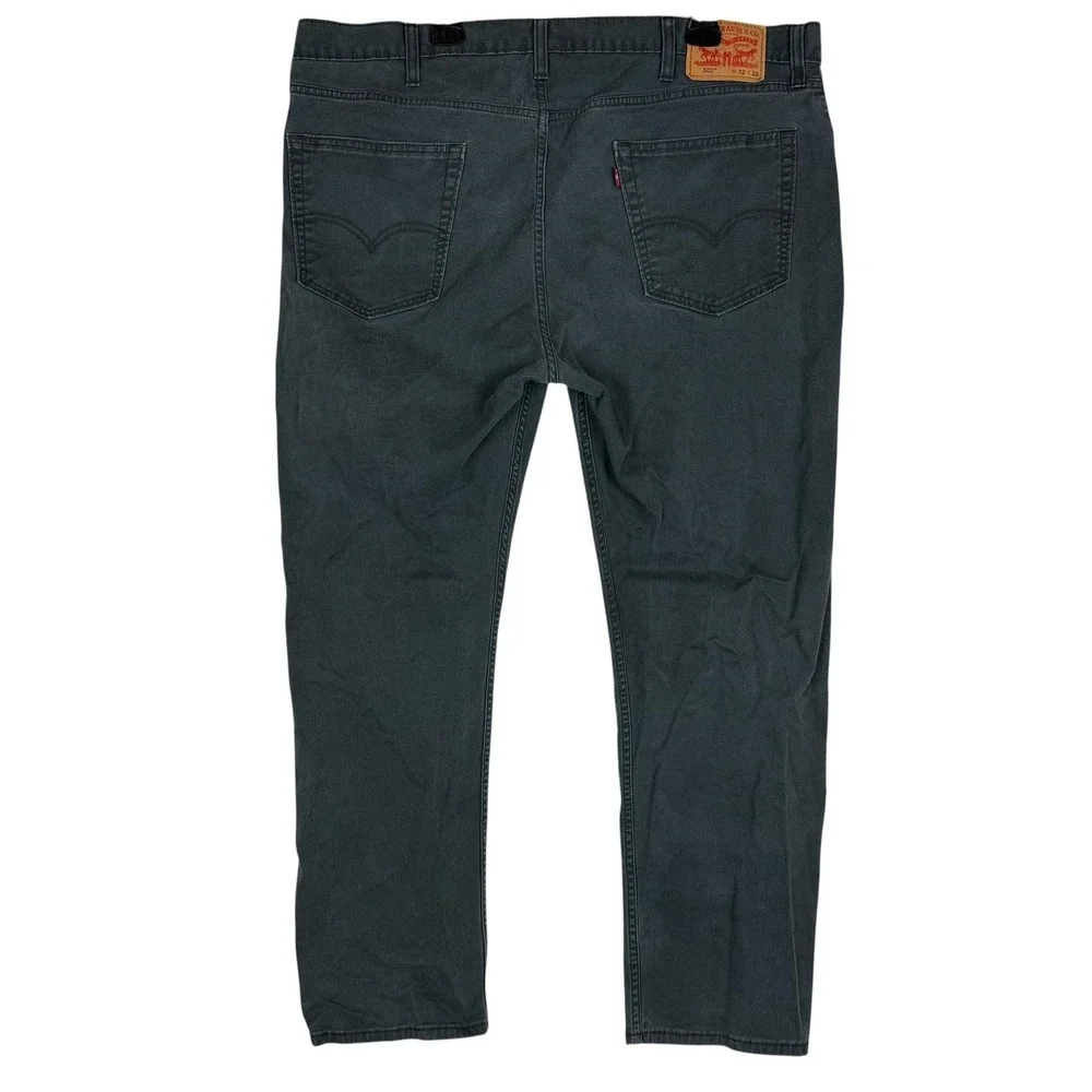 Levi's 502 Jeans Mens 42x32 Gray Charcoal Wash Regular Tapered Stretch Denim